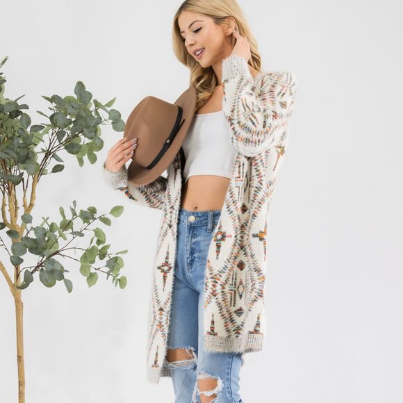 Celtic Print Boho Western Duster Cardigan - Picture 7 of 7